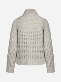 Cardigan jacquard con zip in misto alpaca - vista posteriore