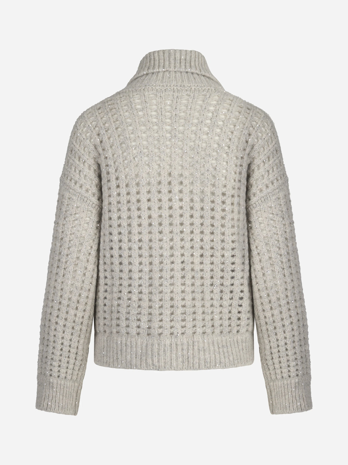 Cardigan jacquard con zip in misto alpaca - vista posteriore
