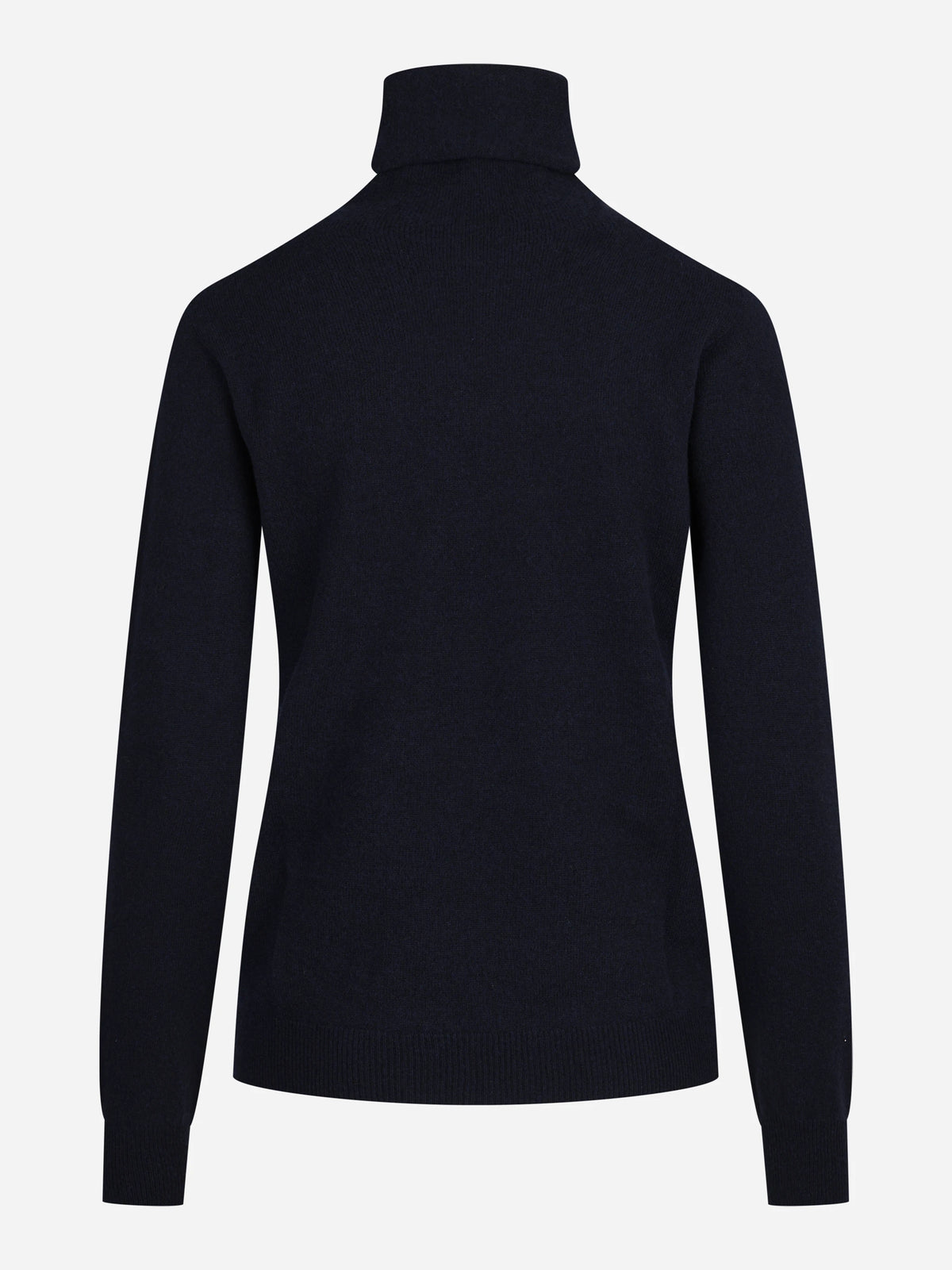 Maglia a collo alto in lana seta e cashmere blu - vista posteriore