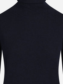 Maglia a collo alto in lana seta e cashmere blu - dettaglio del prodotto