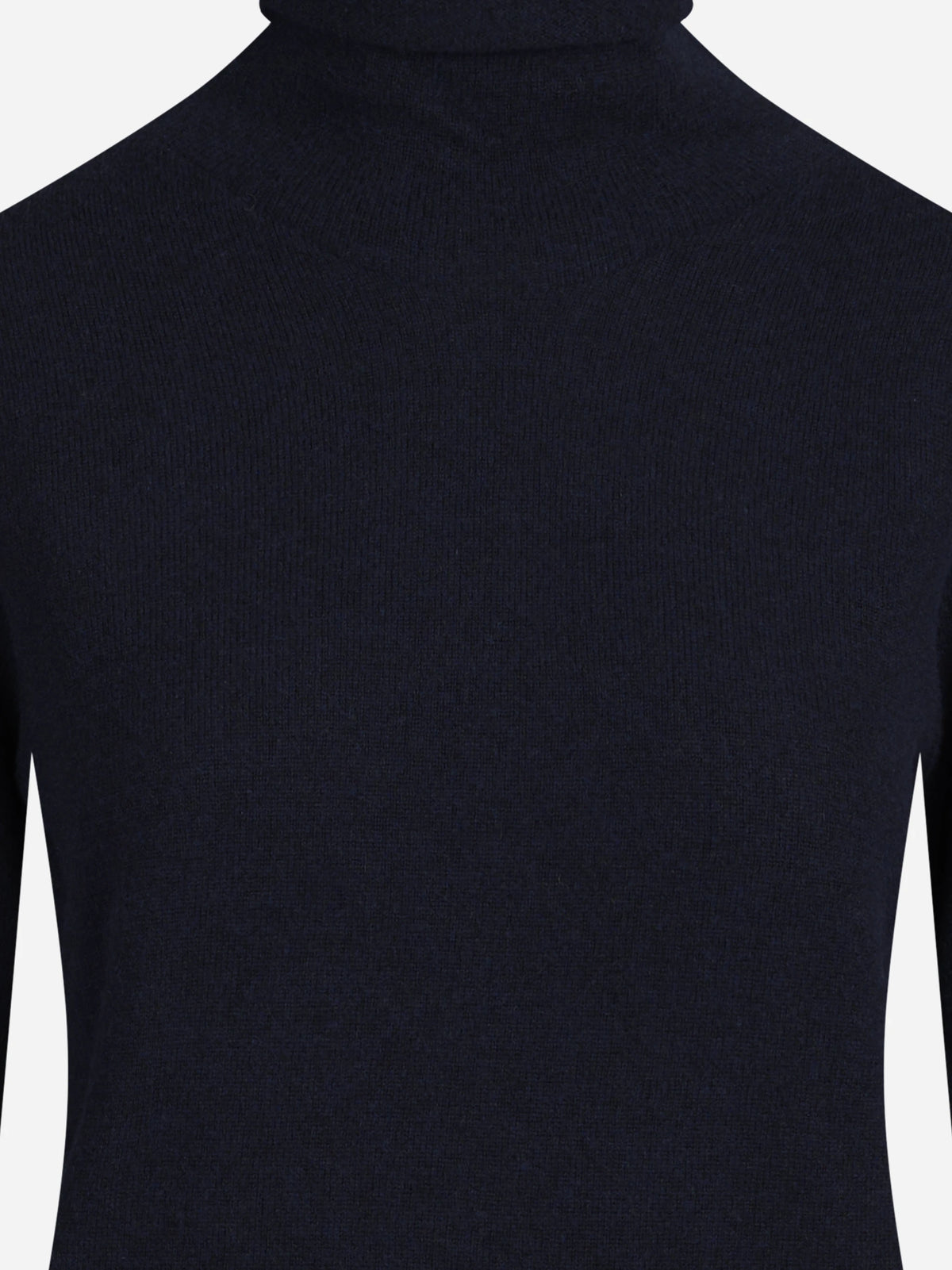 Maglia a collo alto in lana seta e cashmere blu - dettaglio del prodotto