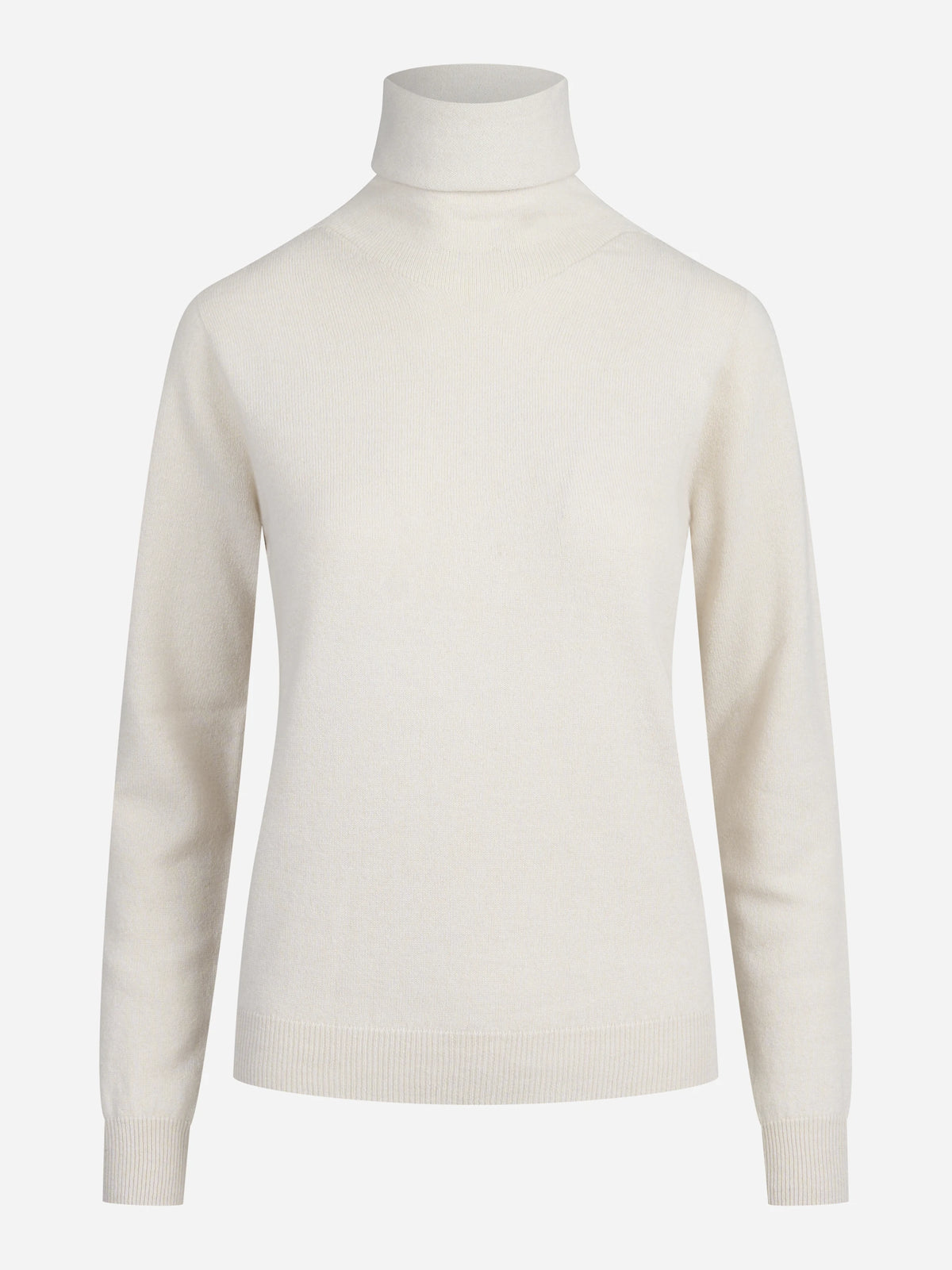Maglia a collo alto in lana seta e cashmere beige - vista frontale