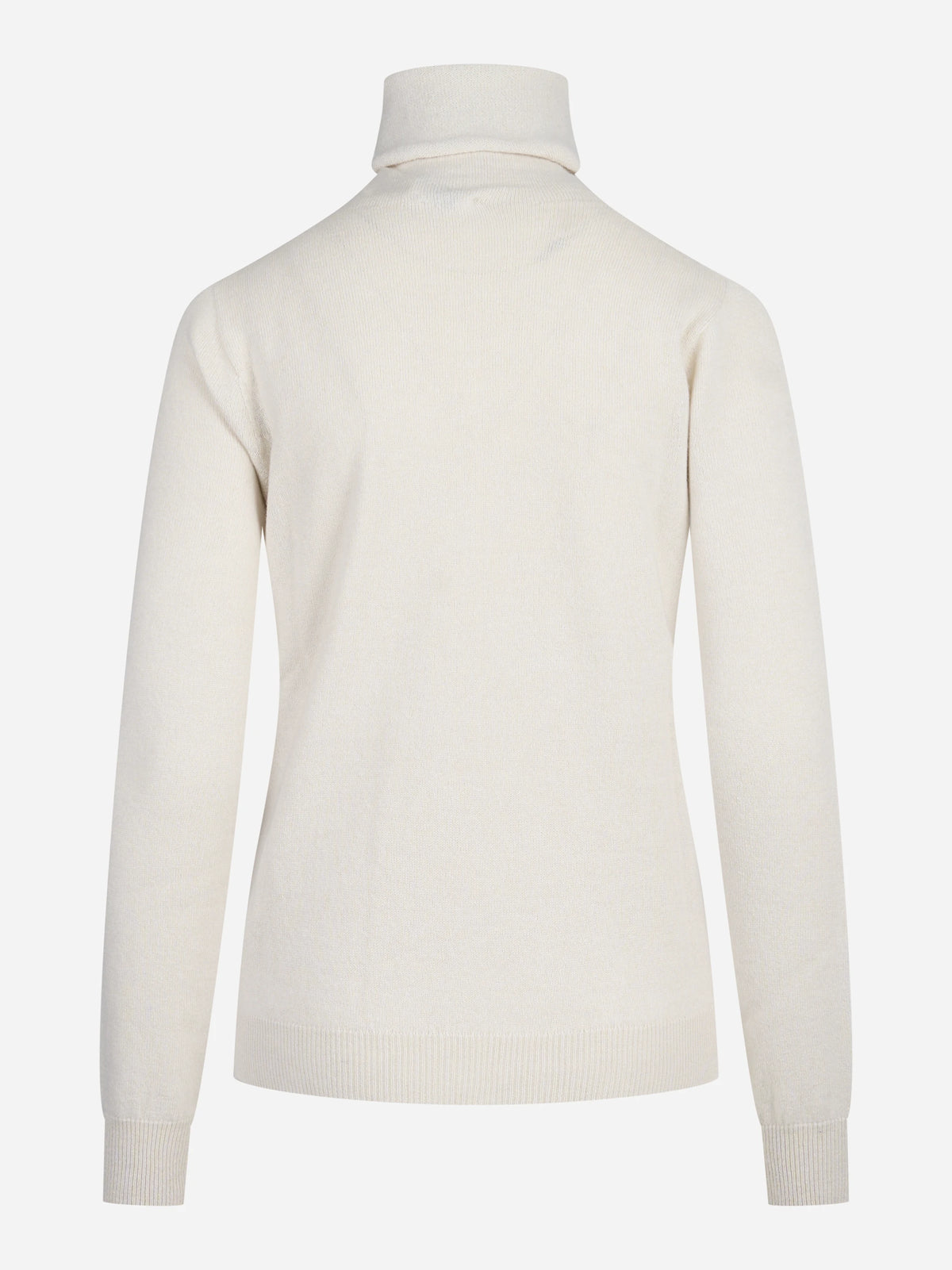 Maglia a collo alto in lana seta e cashmere beige - vista posteriore