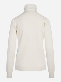 Maglia a collo alto in lana seta e cashmere beige - vista posteriore