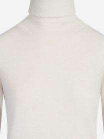 Maglia a collo alto in lana seta e cashmere beige - dettaglio del prodotto