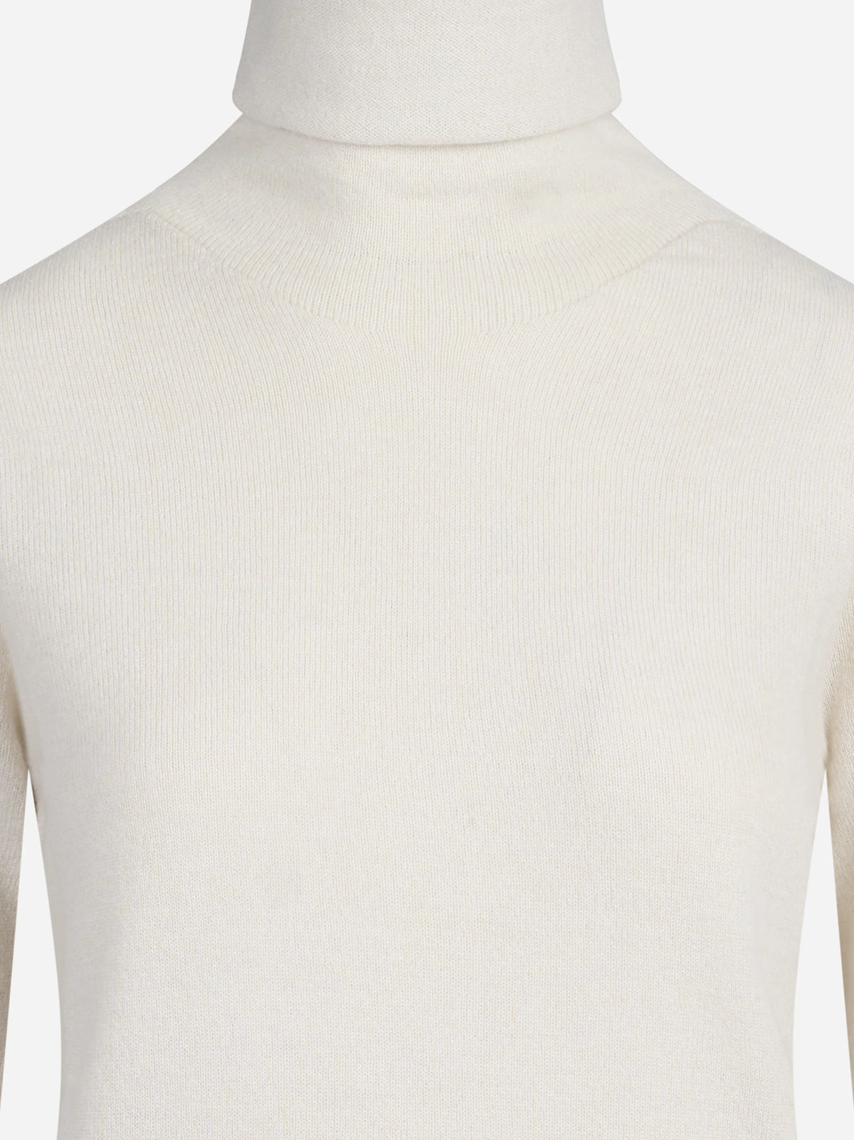 Maglia a collo alto in lana seta e cashmere beige - dettaglio del prodotto