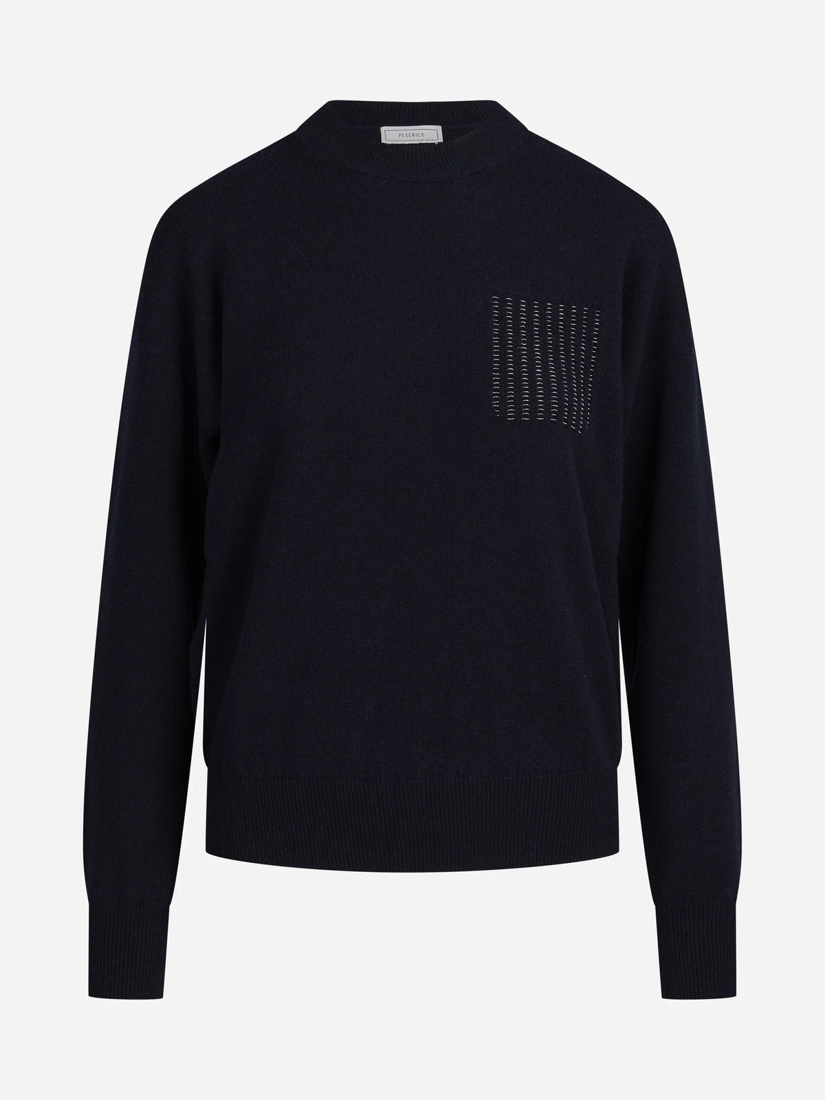 Maglia in lana seta e cashmere blu - vista frontale