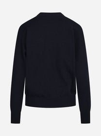 Maglia in lana seta e cashmere blu - vista posteriore