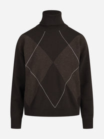 Maglia dolcevita jacquard marrone - vista frontale