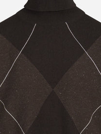 Maglia dolcevita jacquard marrone - dettaglio del prodotto