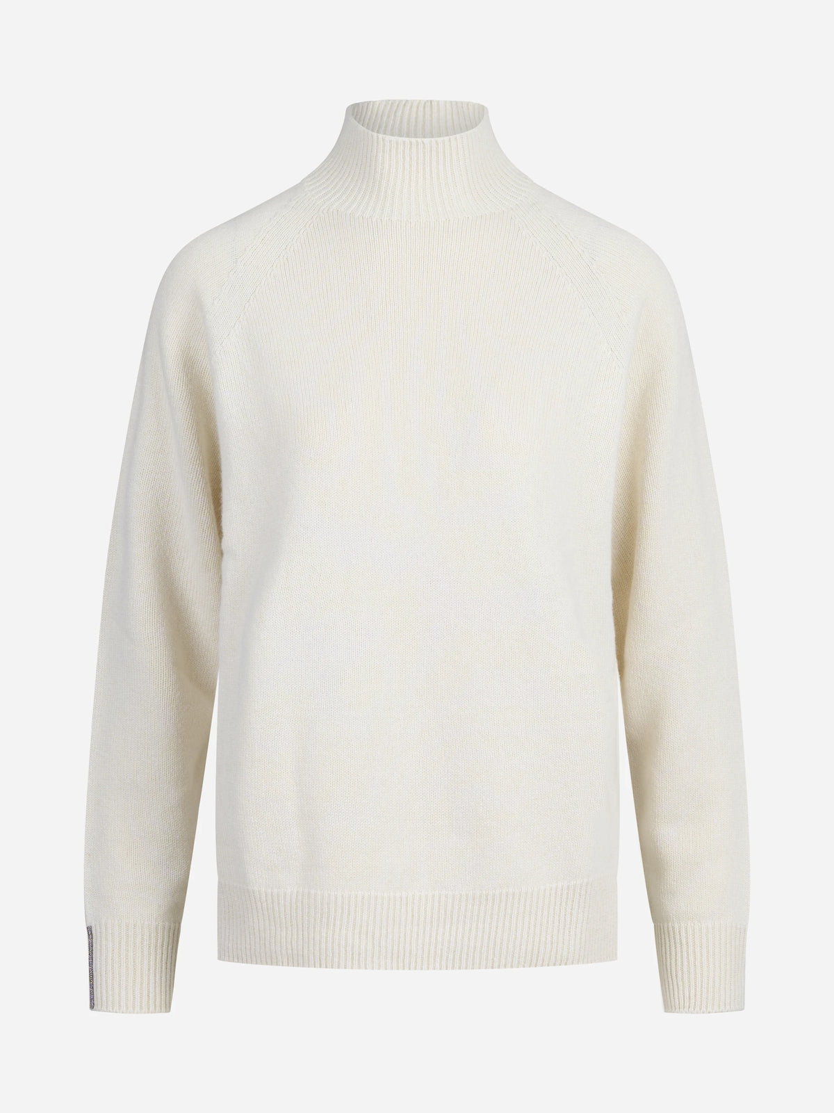 Maglia a collo alto in lana seta e cashmere bianca - vista frontale