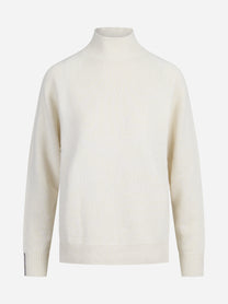 Maglia a collo alto in lana seta e cashmere bianca - vista frontale