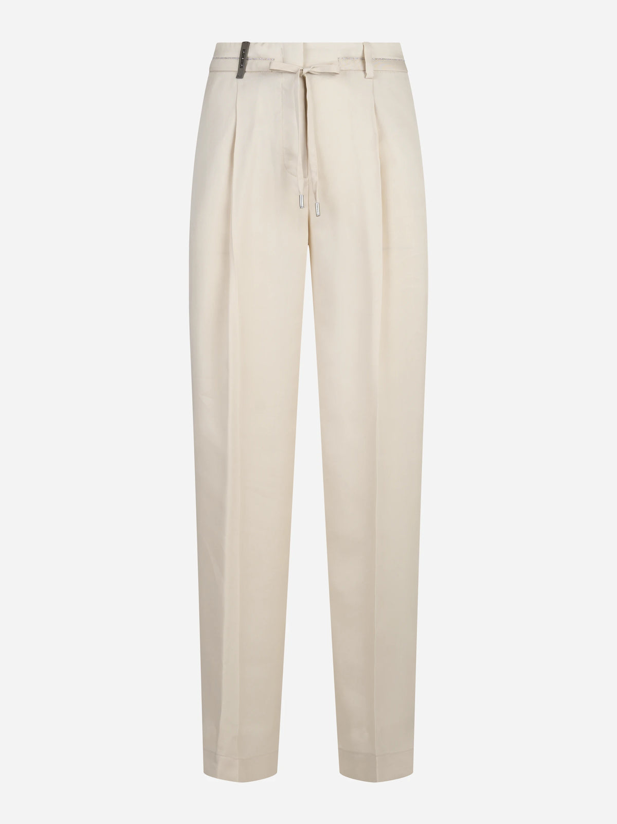 Pantaloni dritti in lyocell beige - vista frontale
