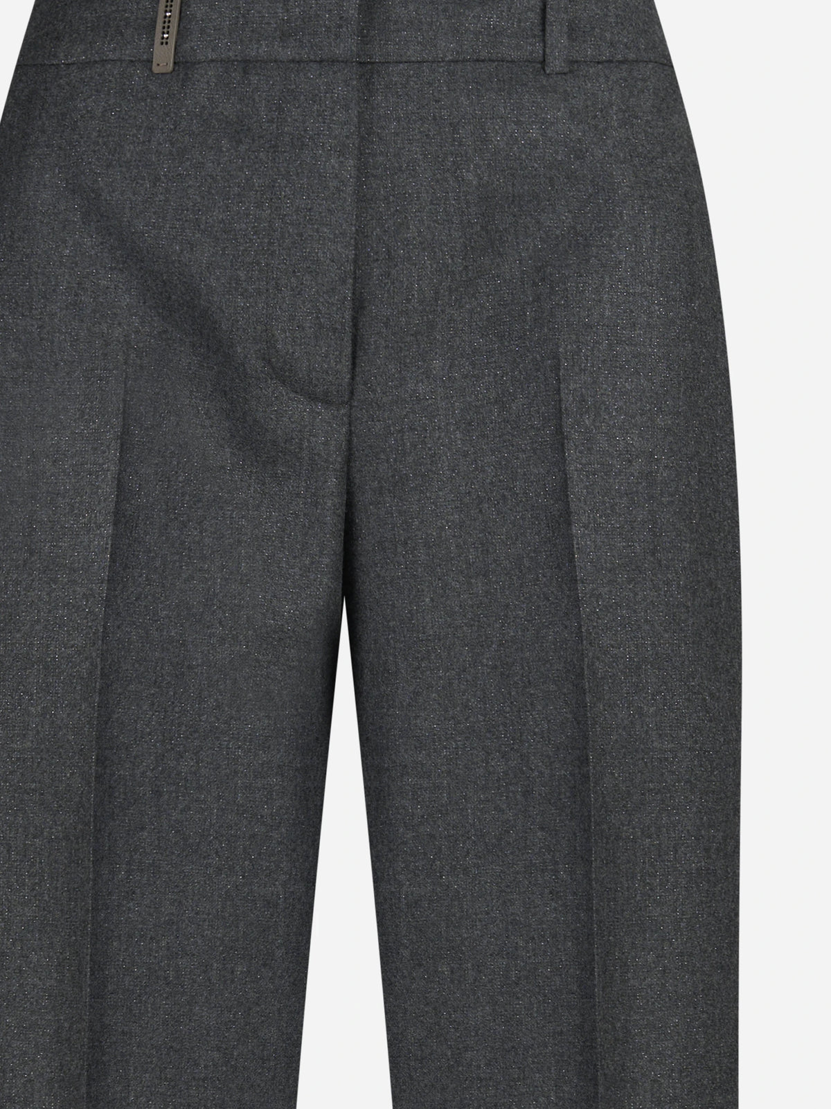 Pantaloni palazzo in flanella di lana grigi - dettaglio del prodotto