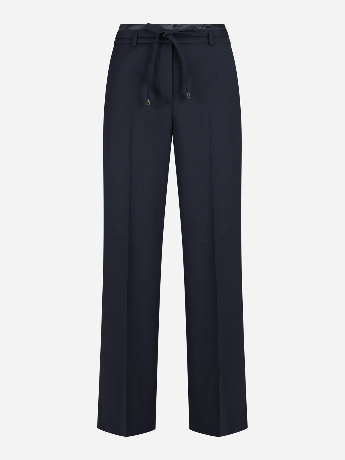 Pantaloni palazzo in gabardina di lana blu - vista frontale