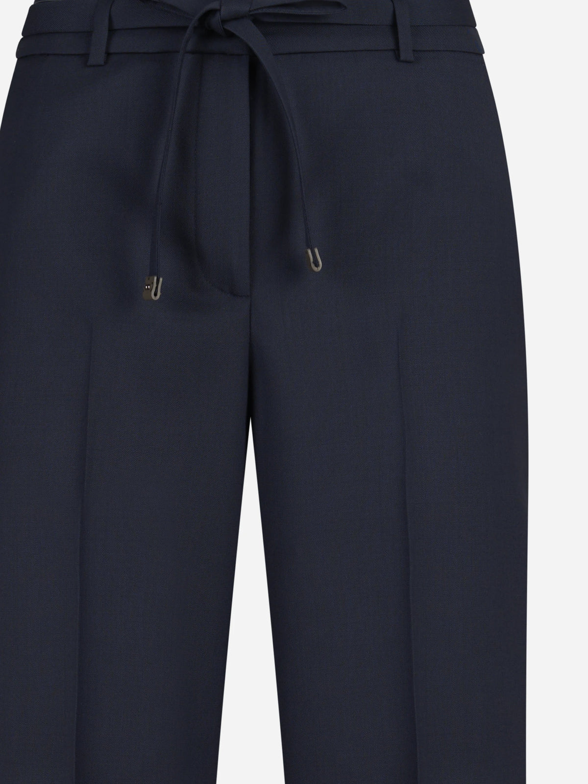 Pantaloni palazzo in gabardina di lana blu - dettaglio del prodotto