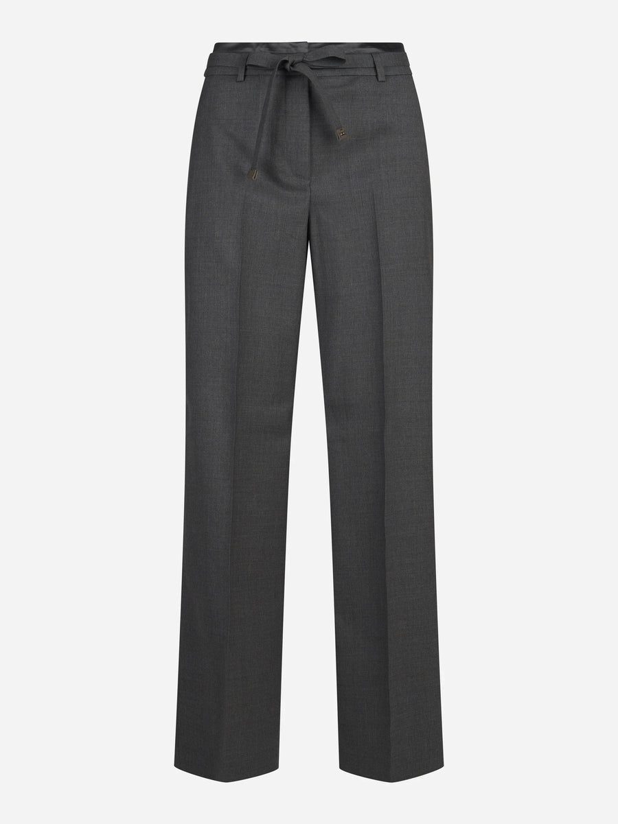 Pantaloni palazzo in gabardina di lana grigi - vista frontale