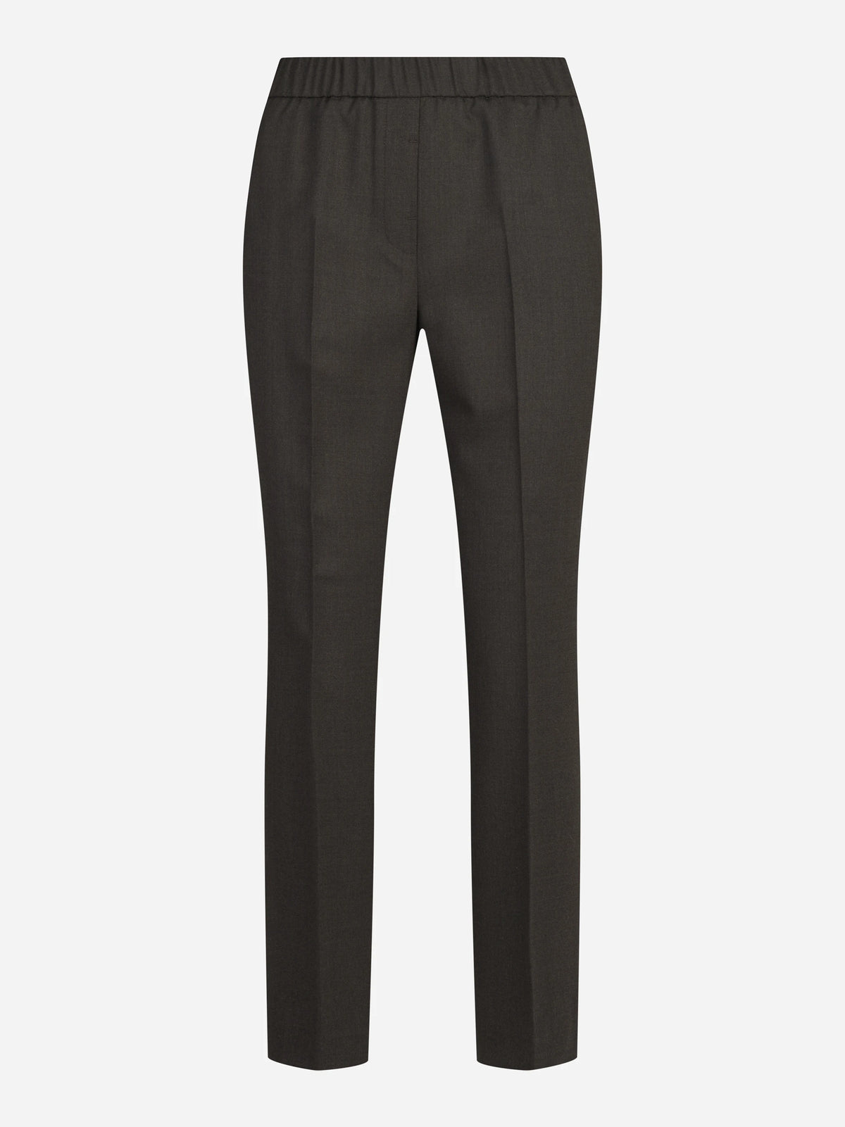 Pantaloni in flanella stretch marroni - vista frontale