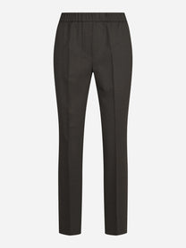 Pantaloni in flanella stretch marroni - vista frontale