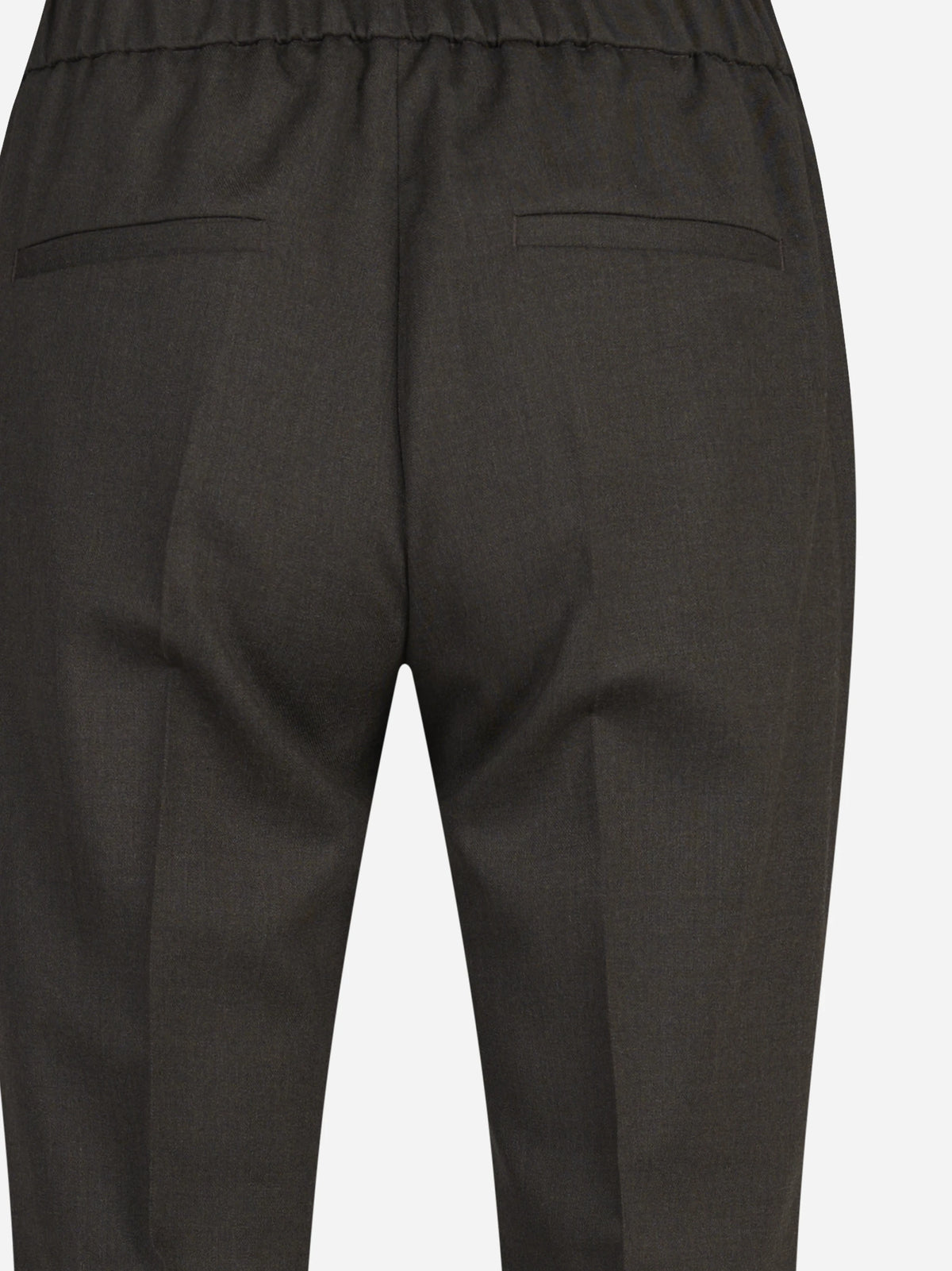Pantaloni in flanella stretch marroni - dettaglio del prodotto