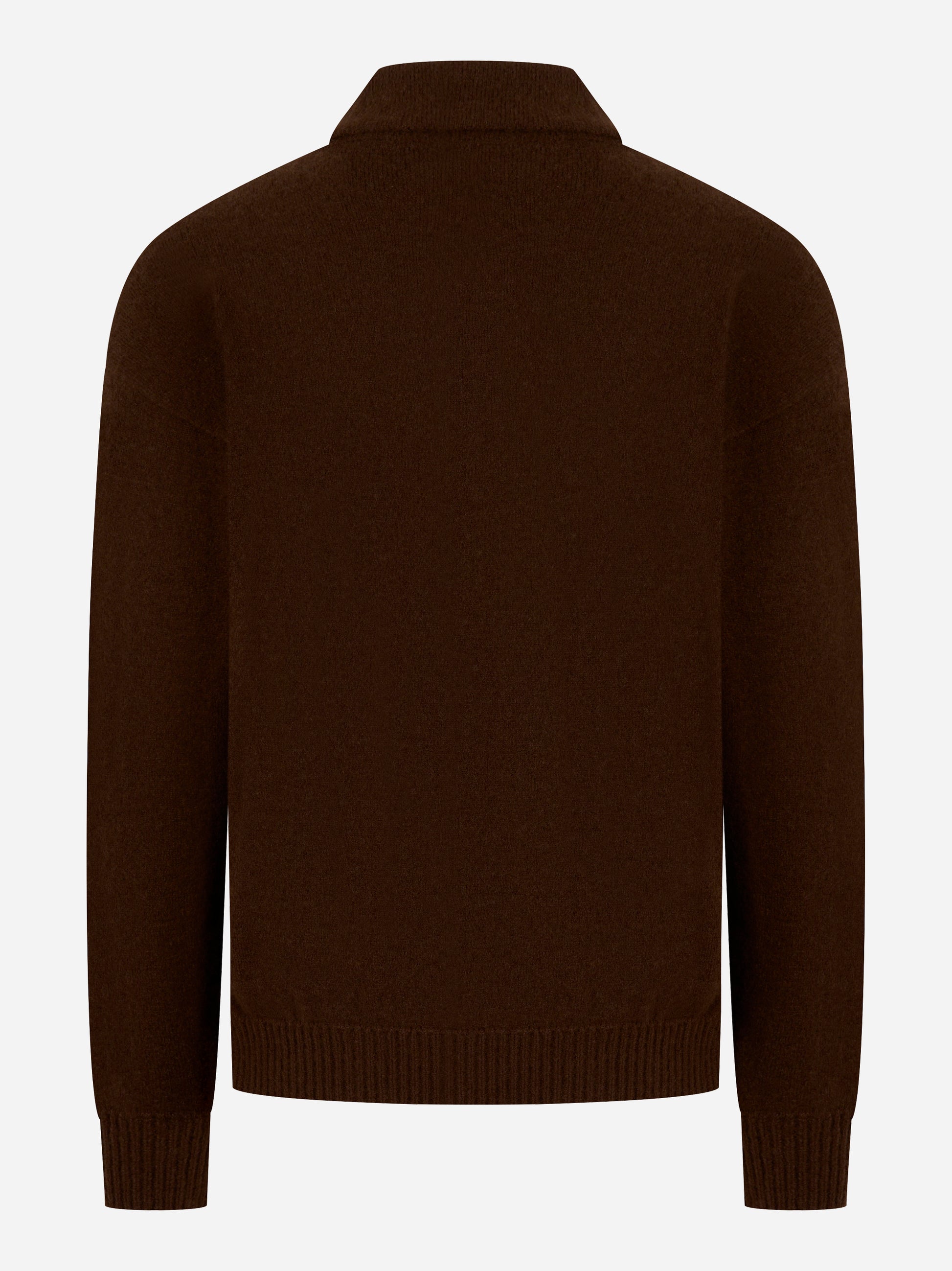 Polo manica lunga marrone in cashmere e seta Laneus - retro