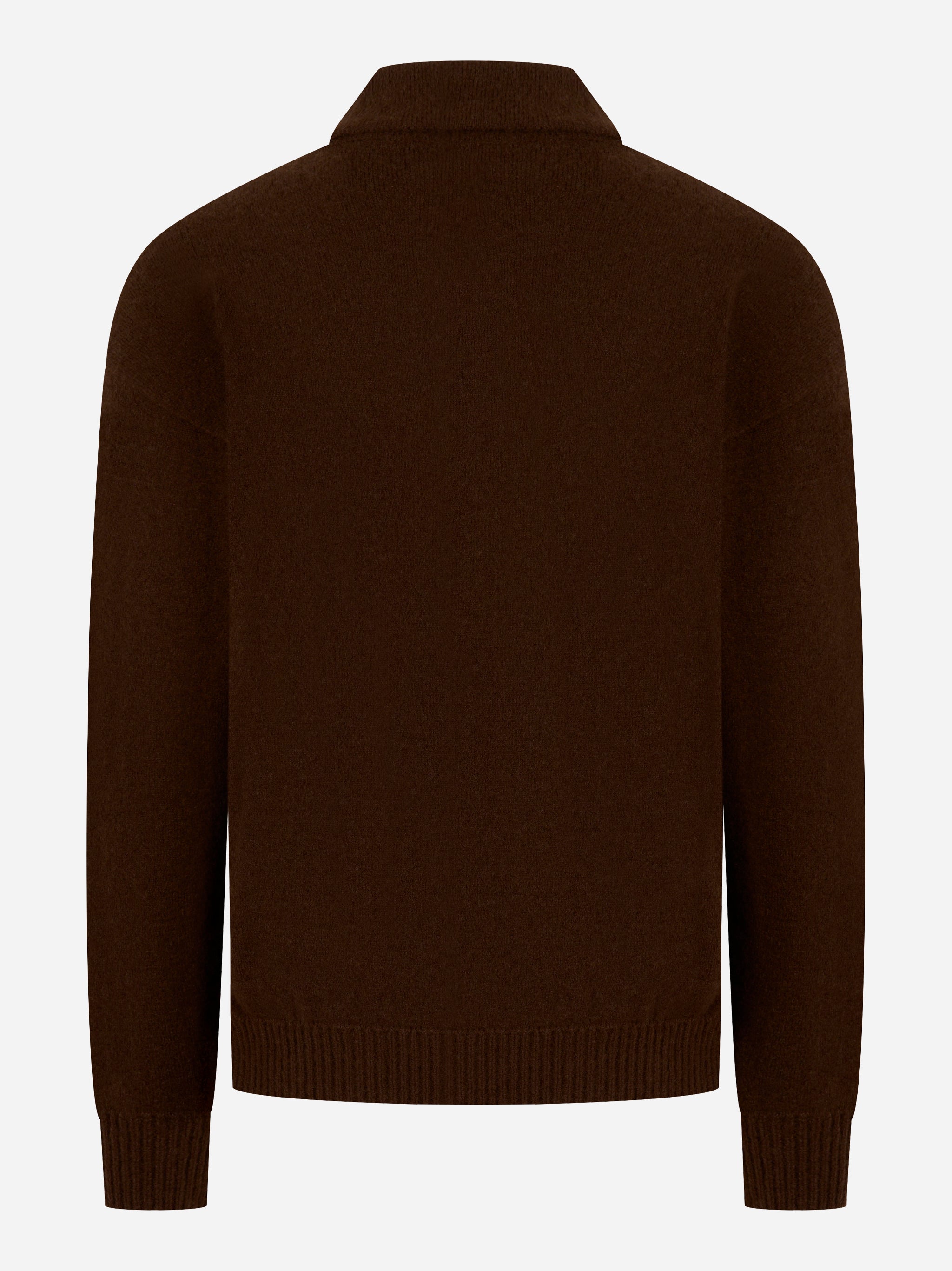 Polo manica lunga marrone in cashmere e seta Laneus - retro
