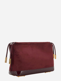 Borsa pouch in pelle scamosciata bordeaux Elisabetta Franchi - profilo laterale