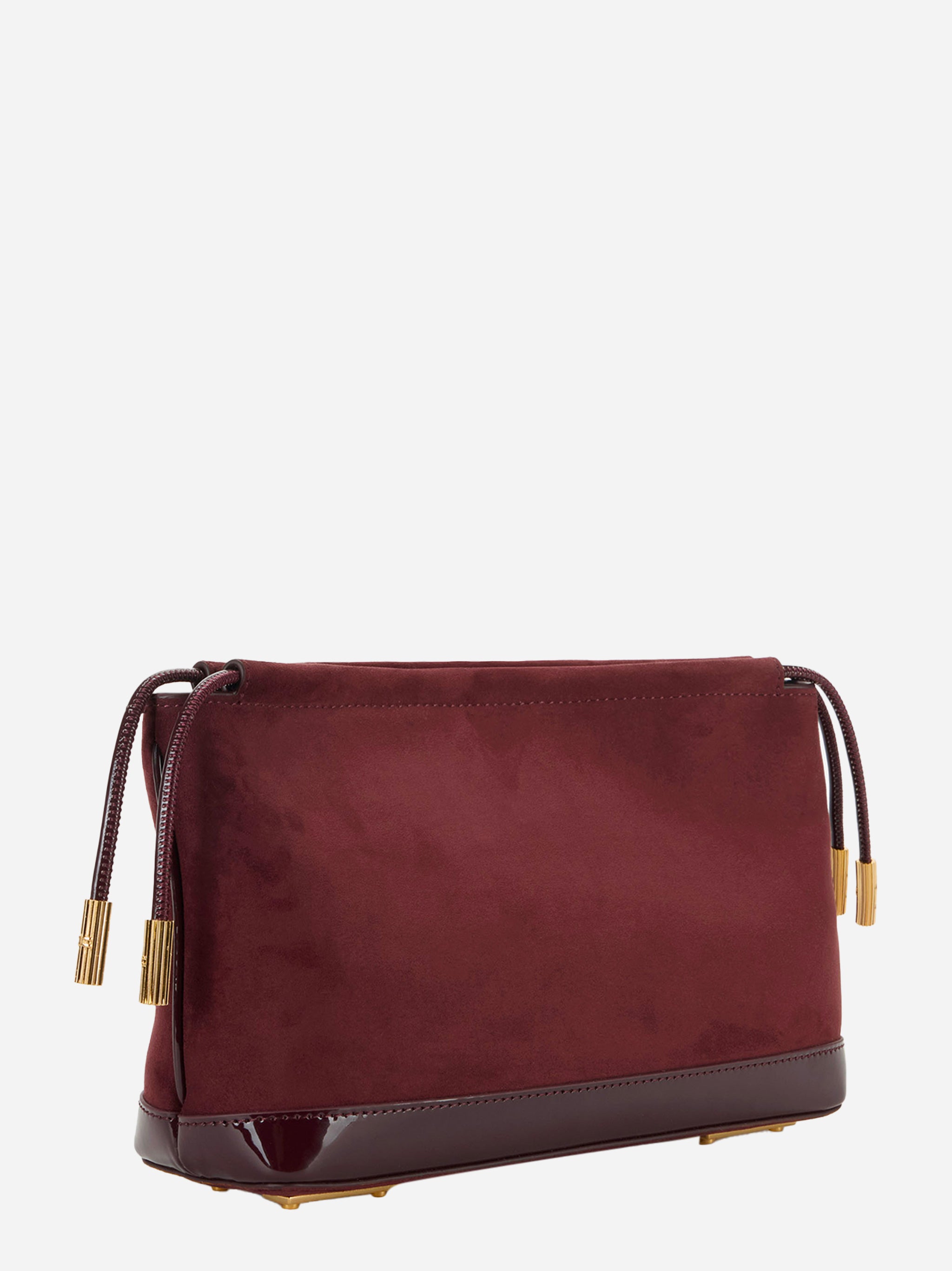 Borsa pouch in pelle scamosciata bordeaux Elisabetta Franchi - profilo laterale