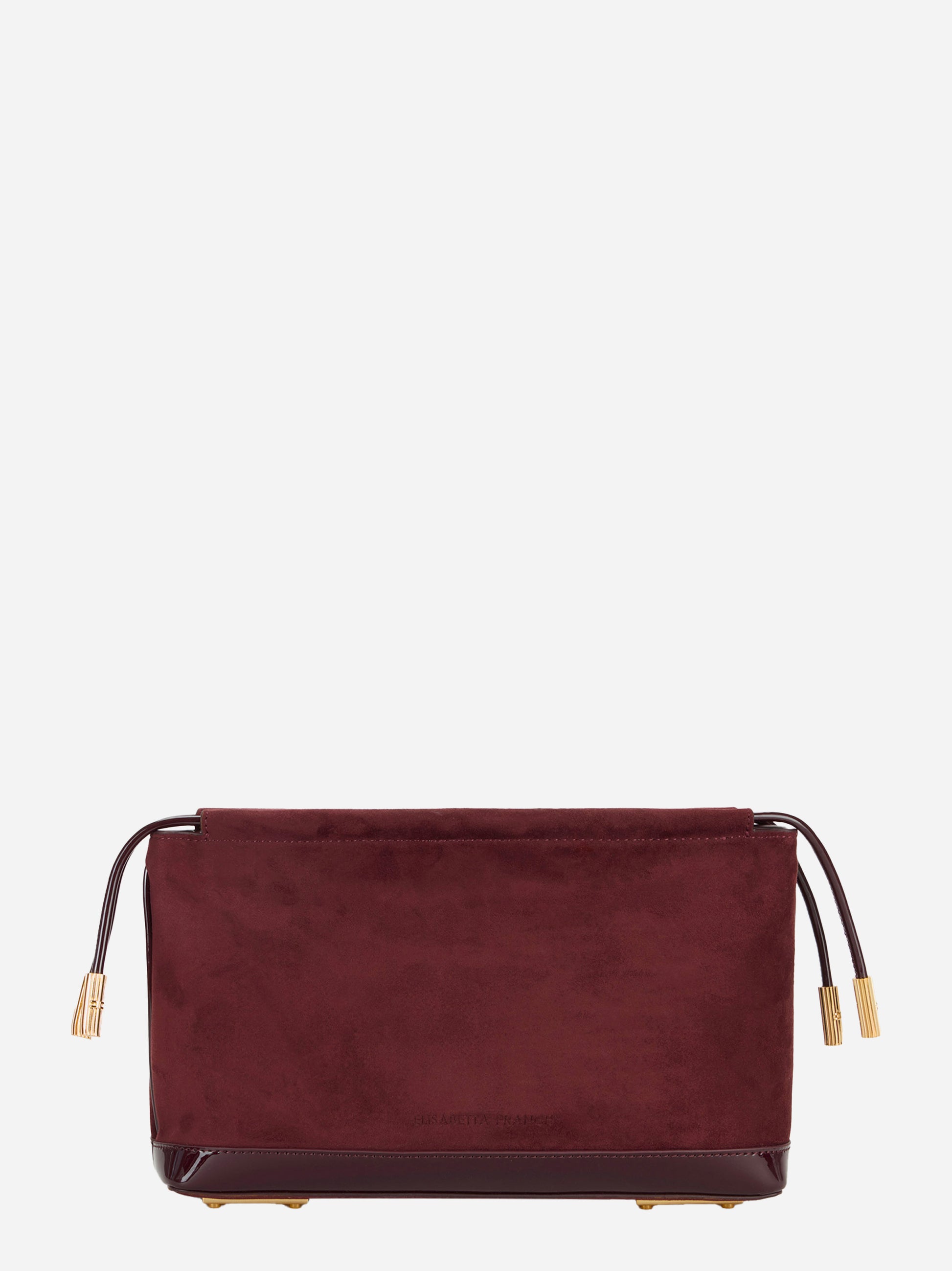 Retro della pouch bordeaux Elisabetta Franchi con logo inciso