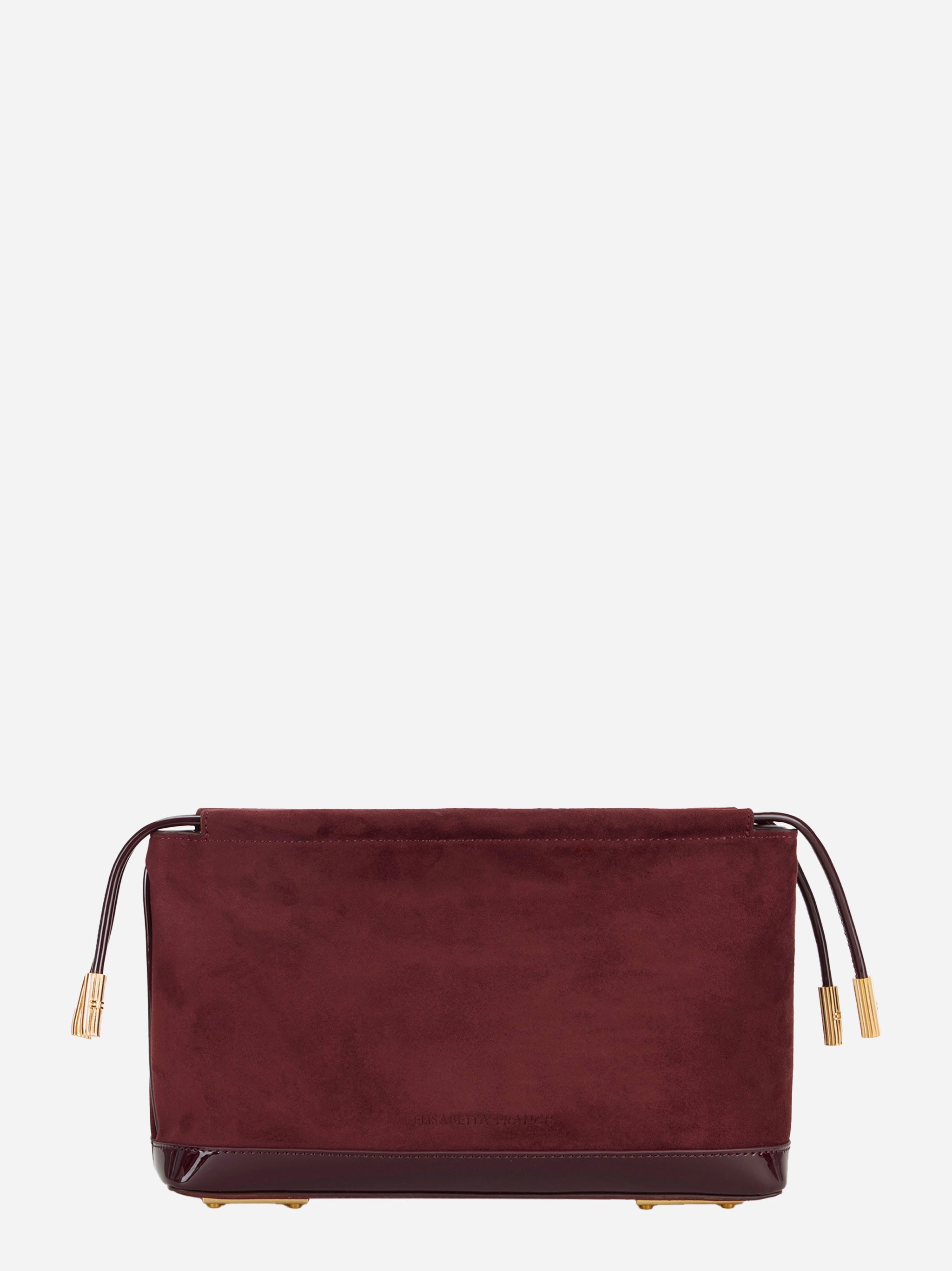 Retro della pouch bordeaux Elisabetta Franchi con logo inciso
