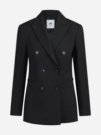 Blazer Romy doppiopetto in lana stretch nero - vista frontale