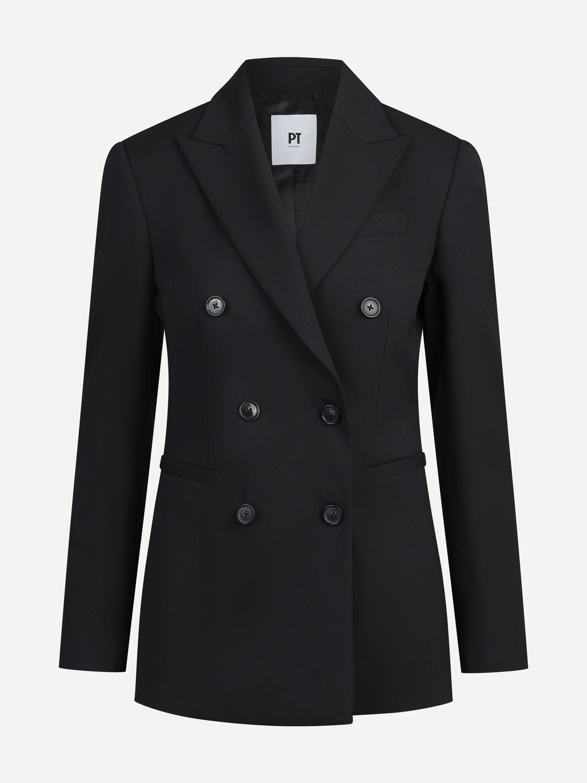 Blazer Romy doppiopetto in lana stretch nero - vista frontale