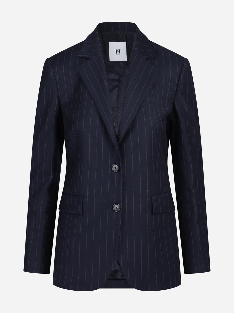 Blazer monopetto gessato blu - vista frontale