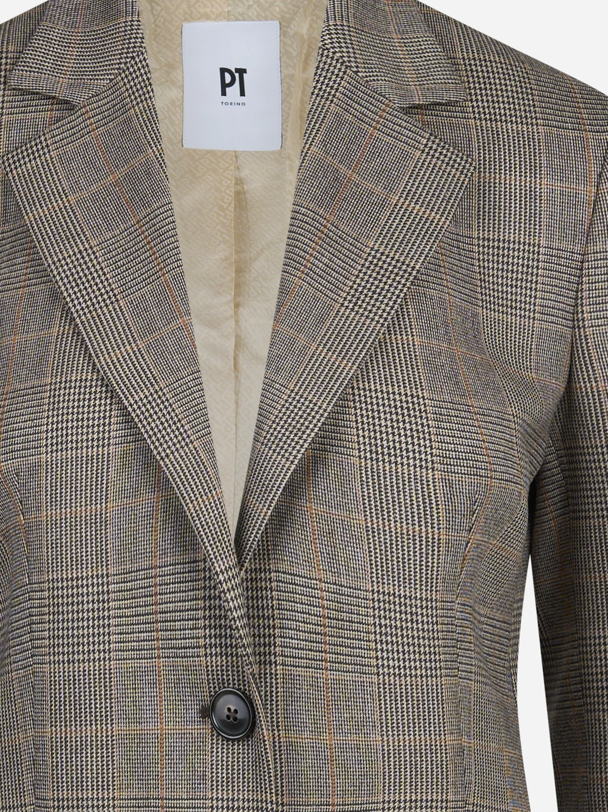 Blazer monopetto Principe di Galles beige - dettaglio del prodotto