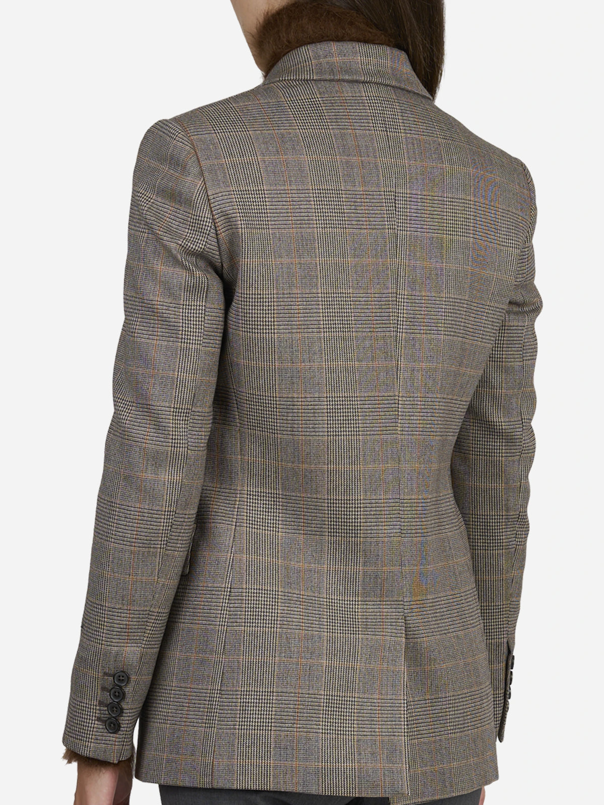 Blazer monopetto Principe di Galles beige - indossato, vista alternativa