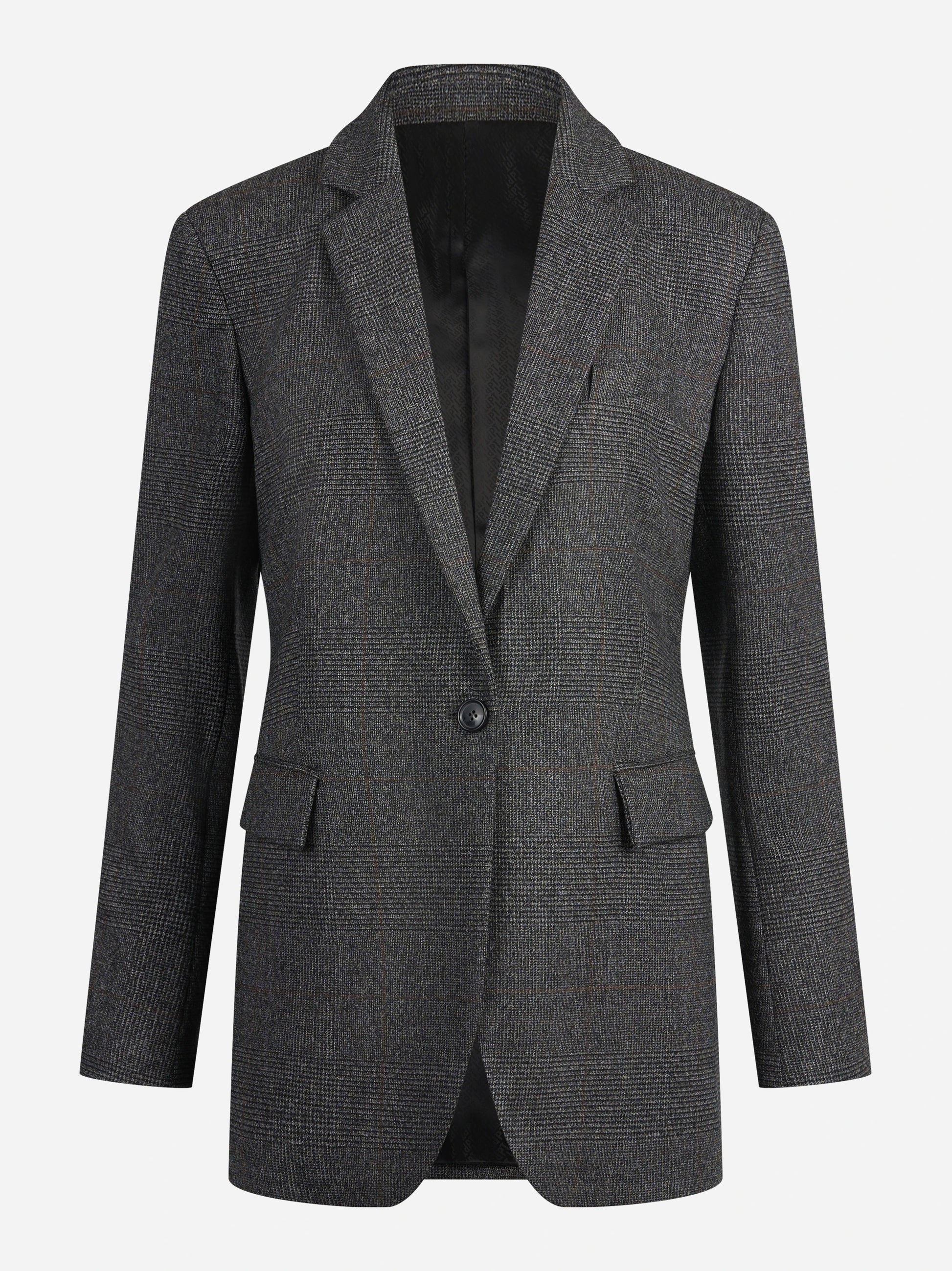 Blazer monopetto gessato in lana grigio - vista frontale