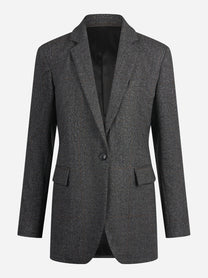 Blazer monopetto gessato in lana grigio - vista frontale