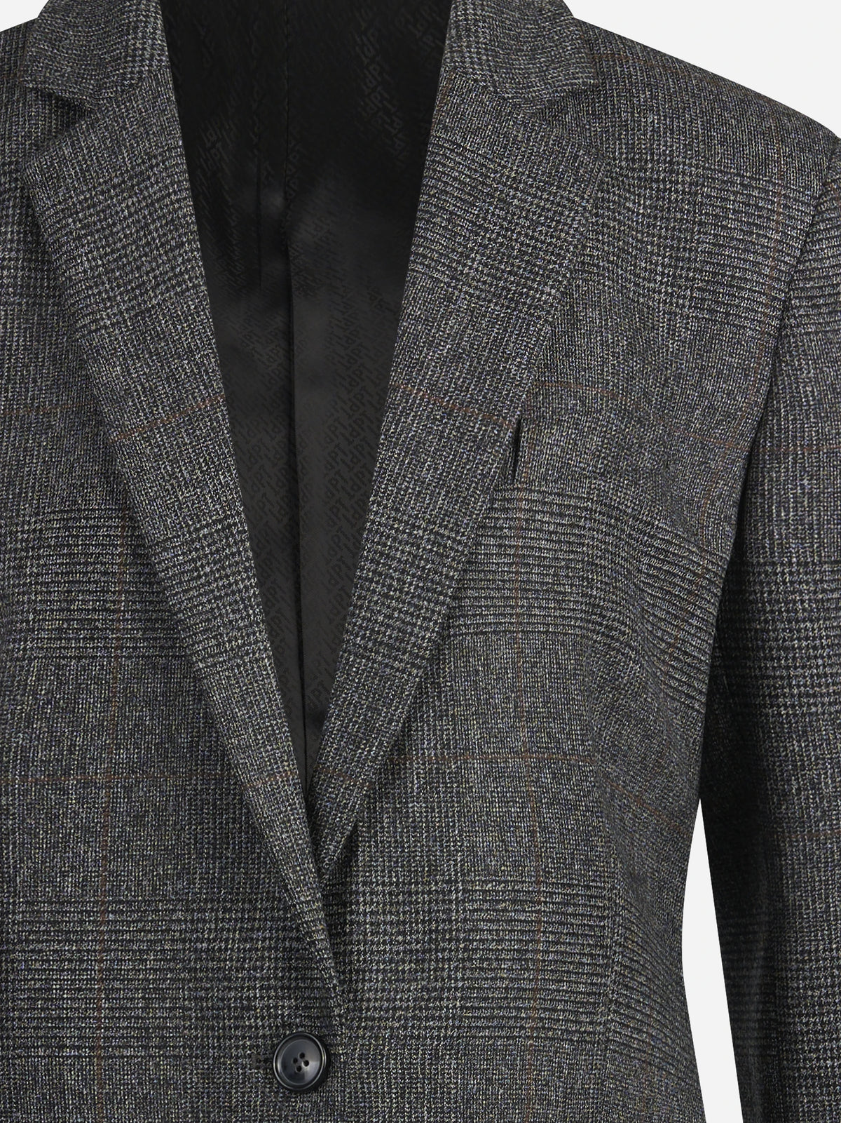 Blazer monopetto gessato in lana grigio - dettaglio del prodotto