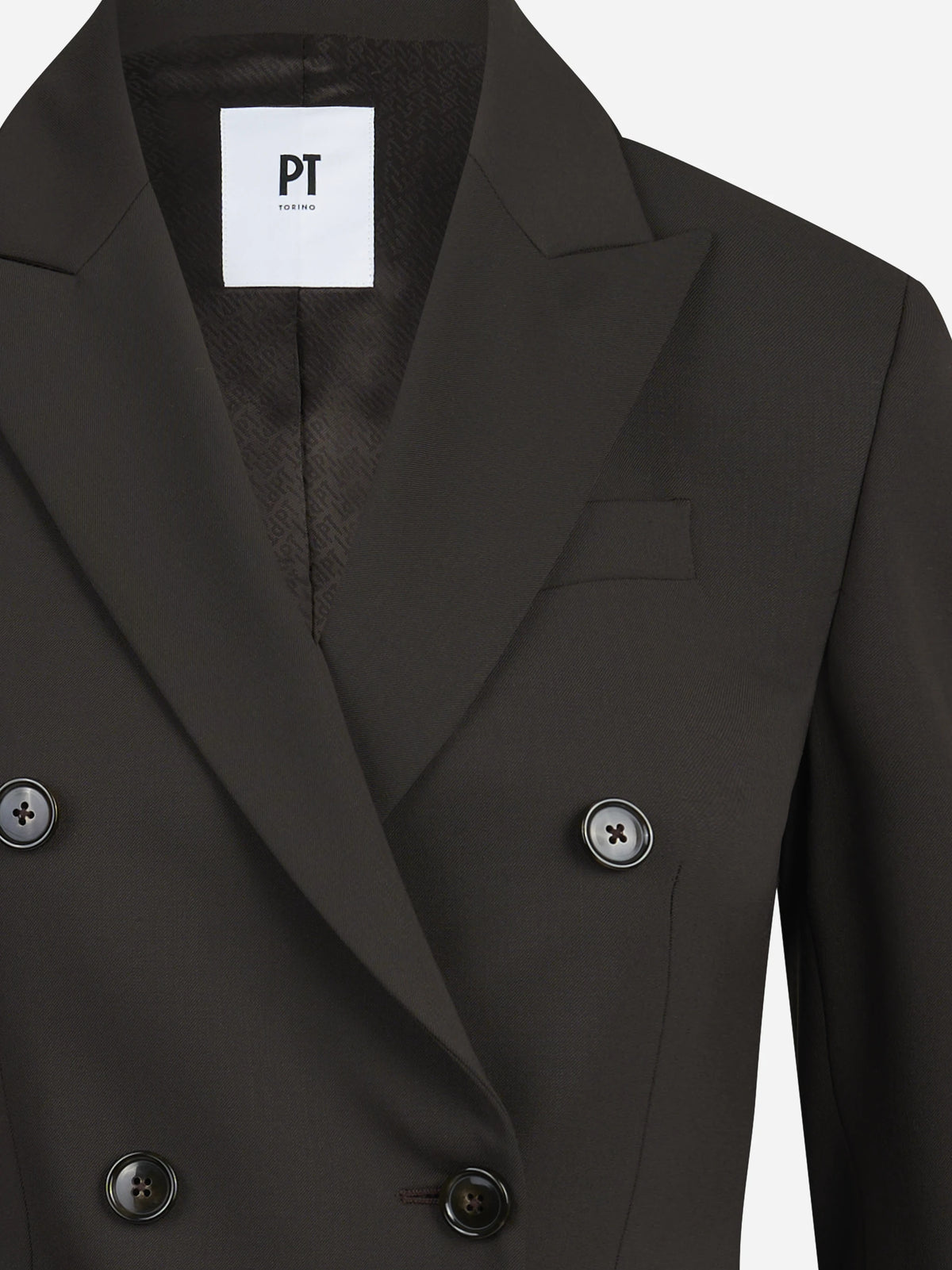 Blazer doppiopetto in lana stretch marrone - dettaglio del prodotto
