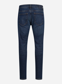 Jeans stretch in denim giapponese blu - vista posteriore