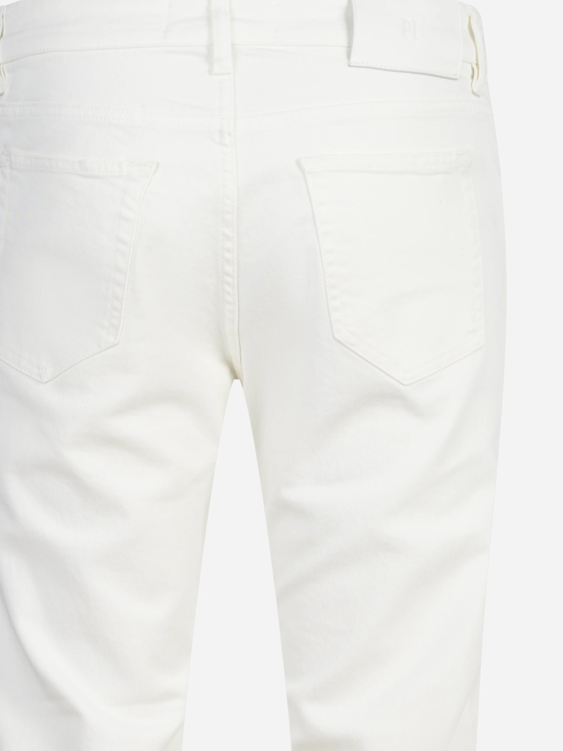 Jeans cinque tasche stretch bianchi - vista laterale e dettagli