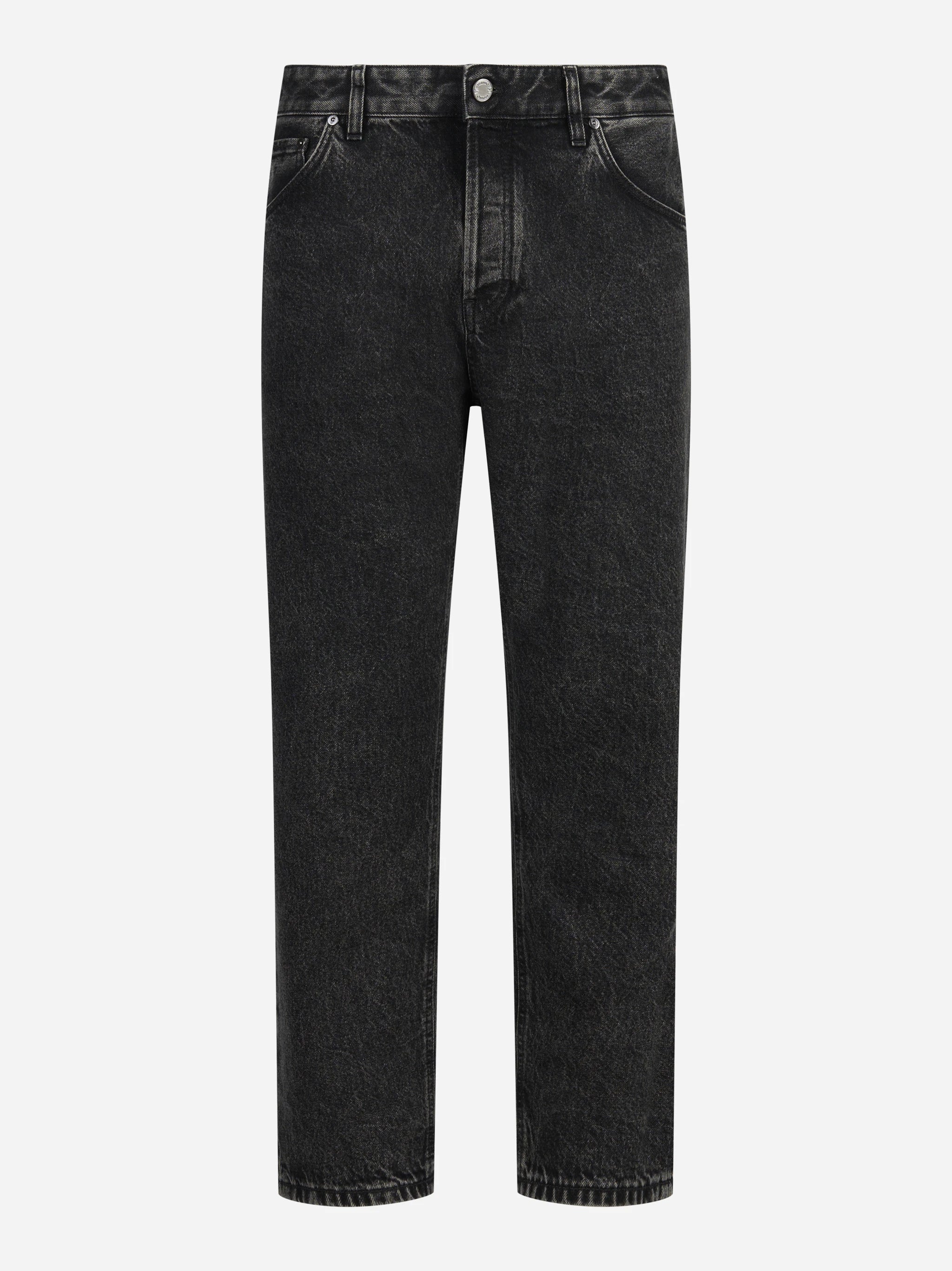Jeans cinque tasche in denim nero - vista frontale