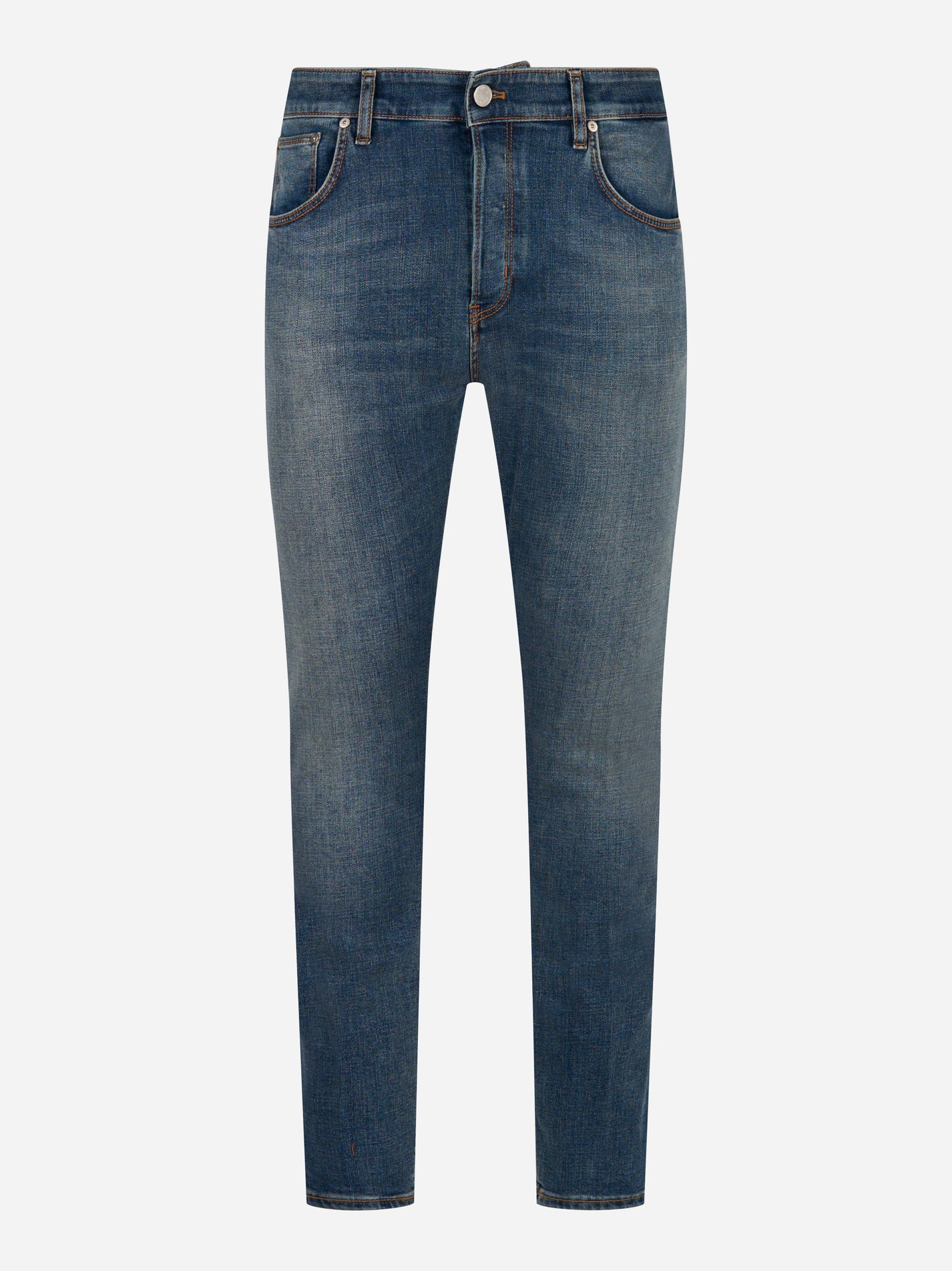 Jeans slim PT Torino Reggae in denim stretch blu con lavaggio medio