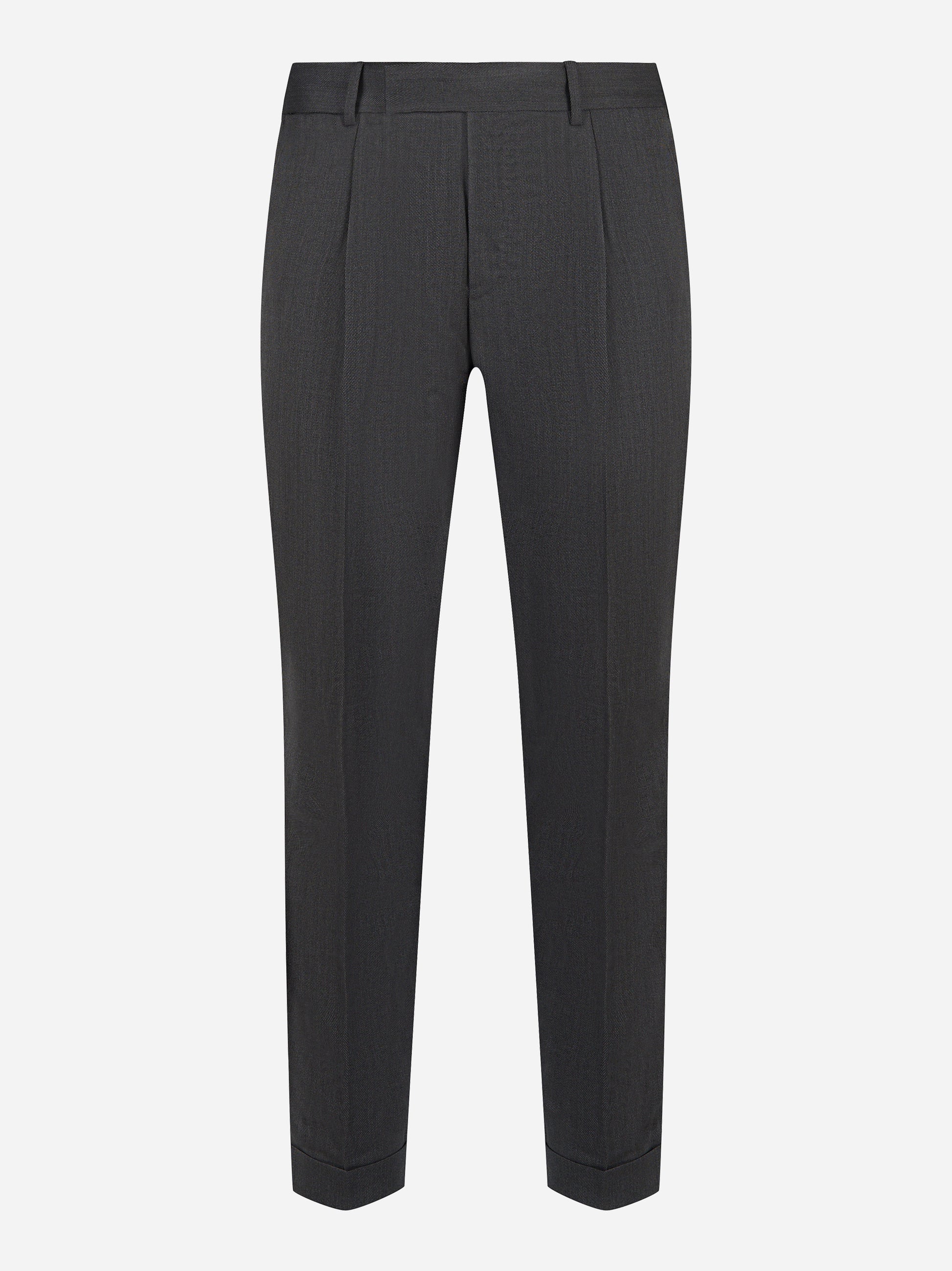 Pantalone carrot fit in lana stretch antracite PT TORINO fronte
