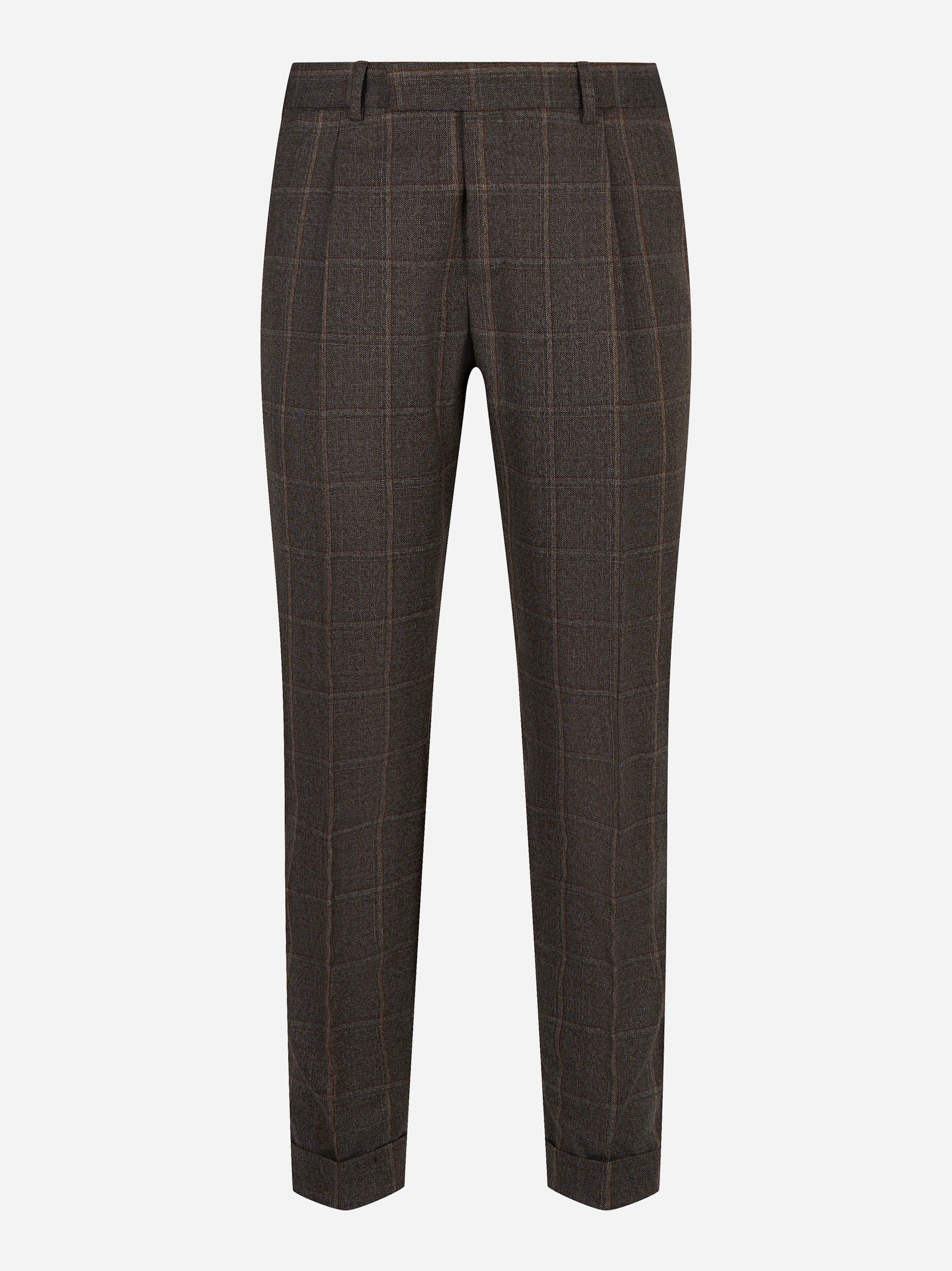 Pantalone PT TORINO Rebel carrot fit con motivo check marrone, vista frontale