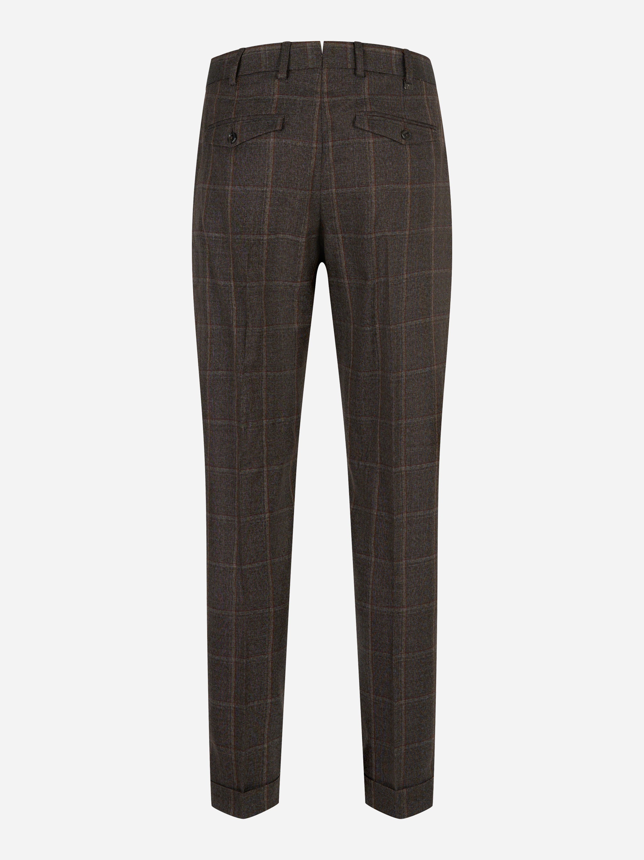 Pantalone PT TORINO Rebel carrot fit con motivo check marrone, vista posteriore