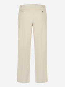 Pantalone PT Torino Emma panna in cotone stretch, retro