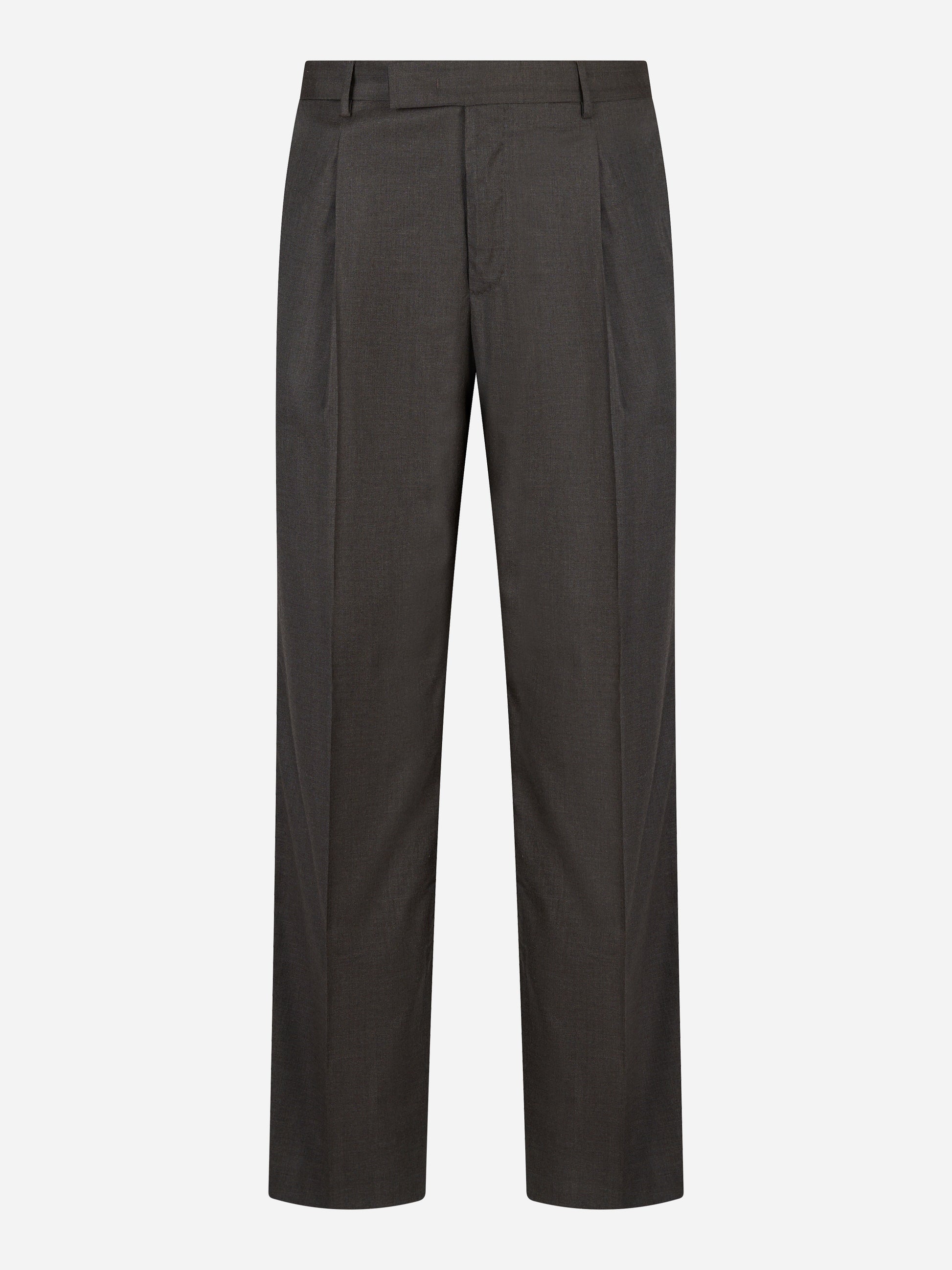 Pantalone PT TORINO loose fit in lana e viscosa color antracite, vista frontale