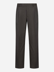 Pantalone PT TORINO loose fit in lana e viscosa color antracite, vista frontale