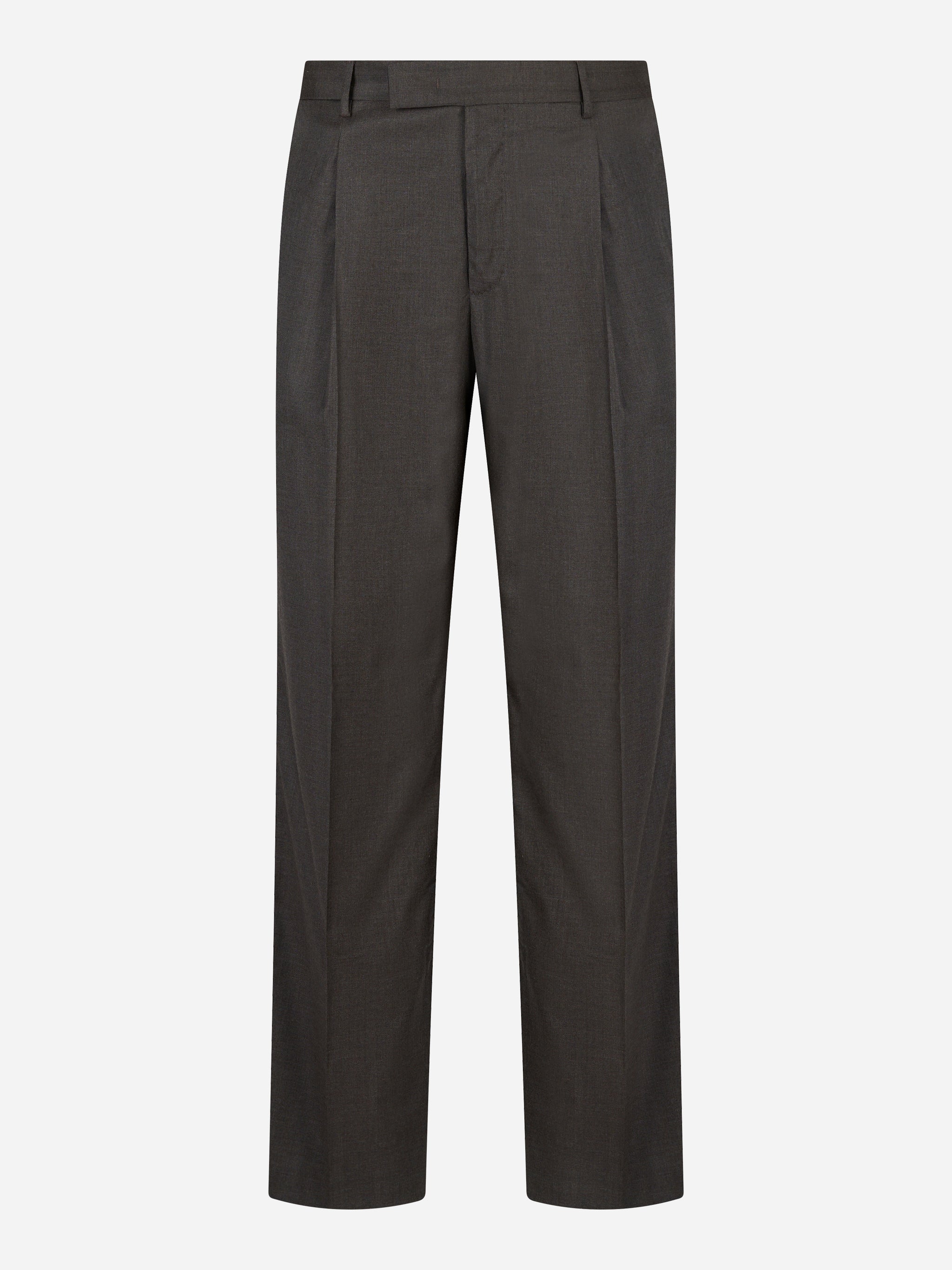 Pantalone PT TORINO loose fit in lana e viscosa color antracite, vista frontale